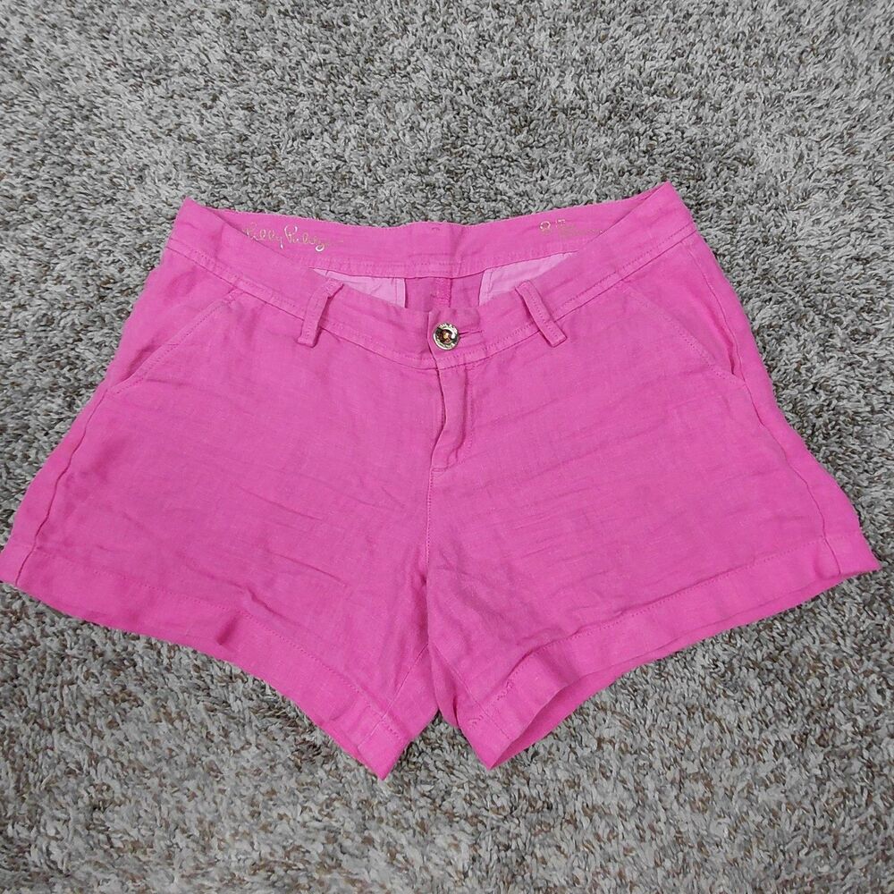 Lilly Pulitzer The Calla Short 100% Linen Shorts Women’s 8 Pink 4.5" Inseam